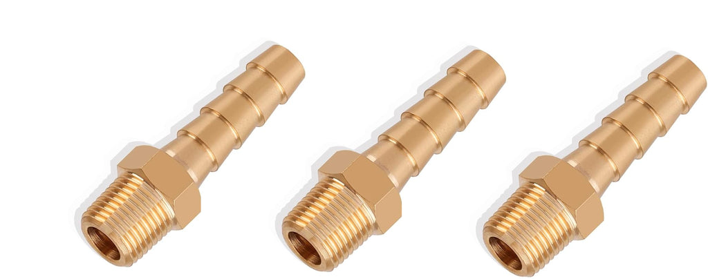 1/8" NPT Brass Hose Barb Fitting (Set of 3)