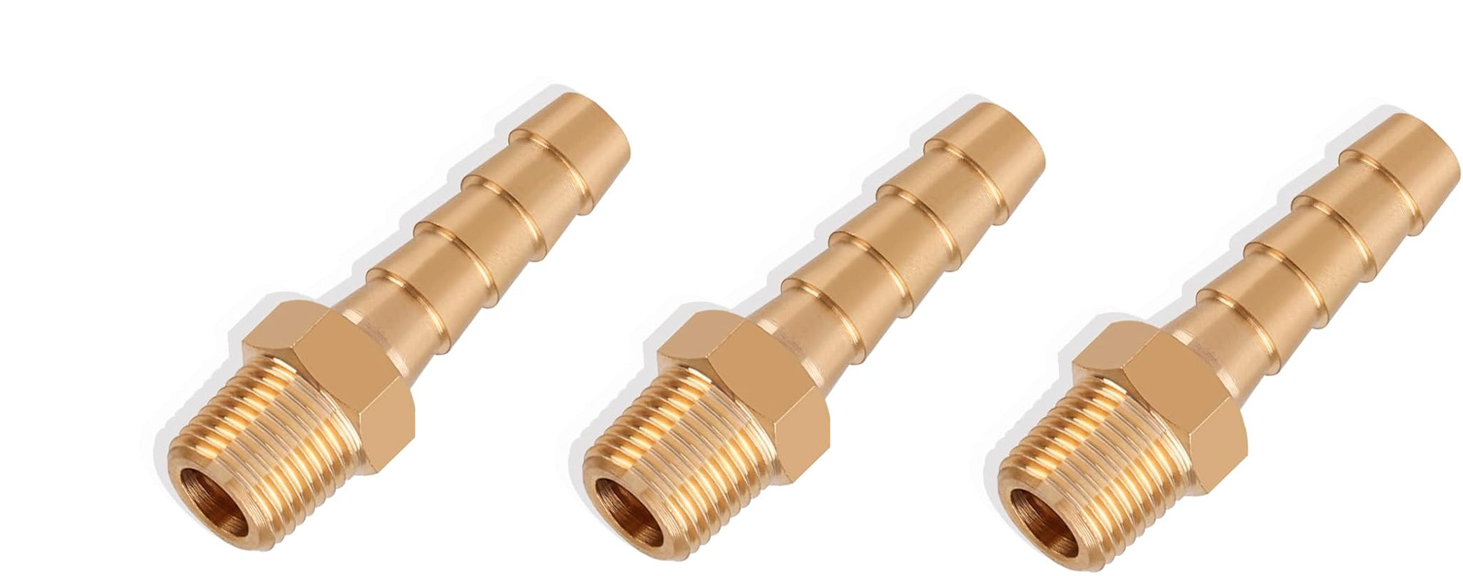 1/8" NPT Brass Hose Barb Fitting (Set of 3)